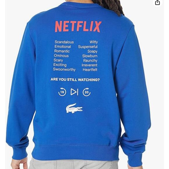 Lacoste Men's Netflix Long Sleeve Classic Fit Graphic Sweatshirt, Cobalt XL - Picture 3 of 3
